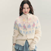Colorful Hand - in - Hand Graphic Knit Cardigan - COPPING THREADS - CHICISLAND